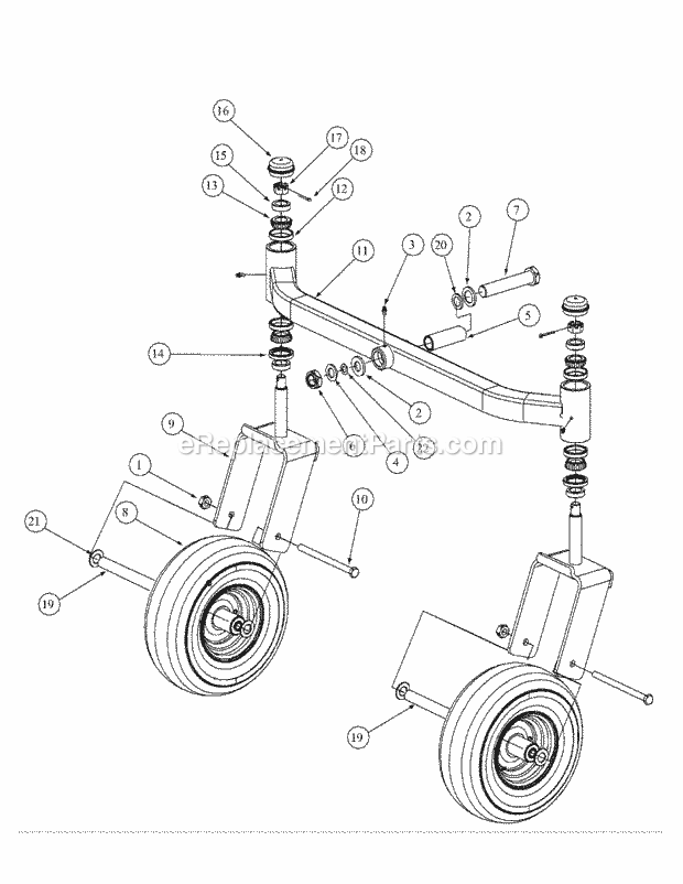 Front Caster Assembly Diagram and Parts List for M60-KW 53AB5GFX750 Cub Cadet Sprayer